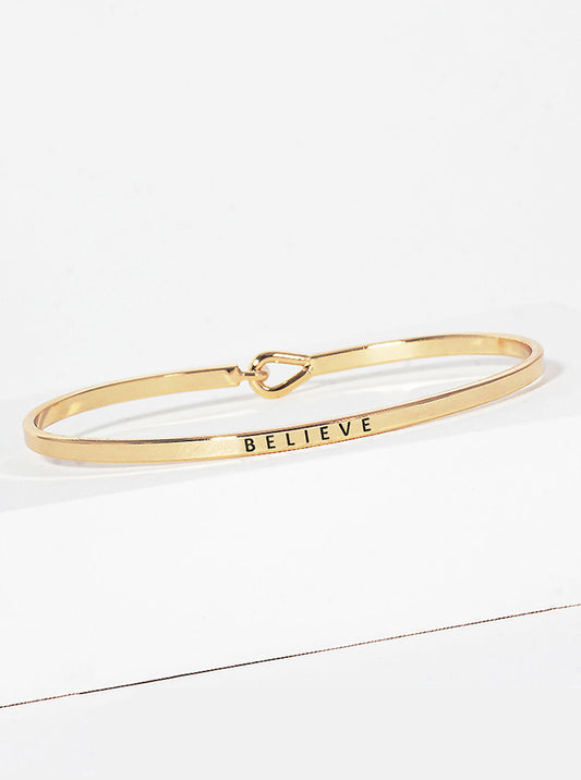 Believe Engraved Inspirational Bangle Bracelet