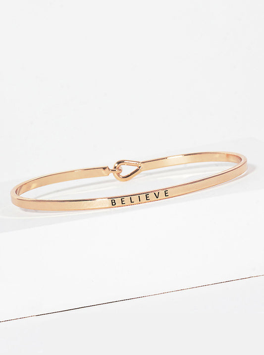Believe Engraved Inspirational Bangle Bracelet