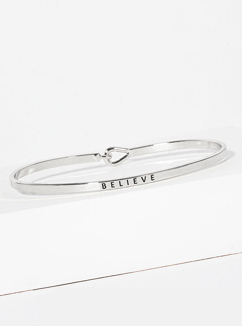 Believe Engraved Inspirational Bangle Bracelet