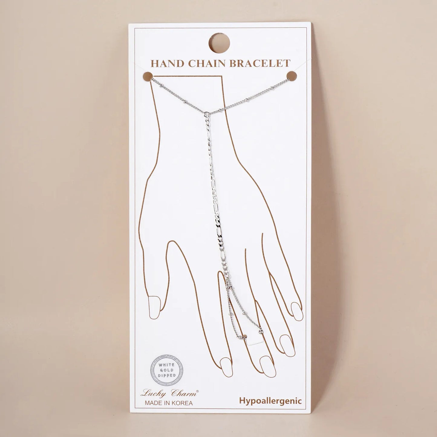 Bevelled Figaro-Chain Accents 18K-Gold-Dipped Brass Satellite Hand-Chain Bracelet