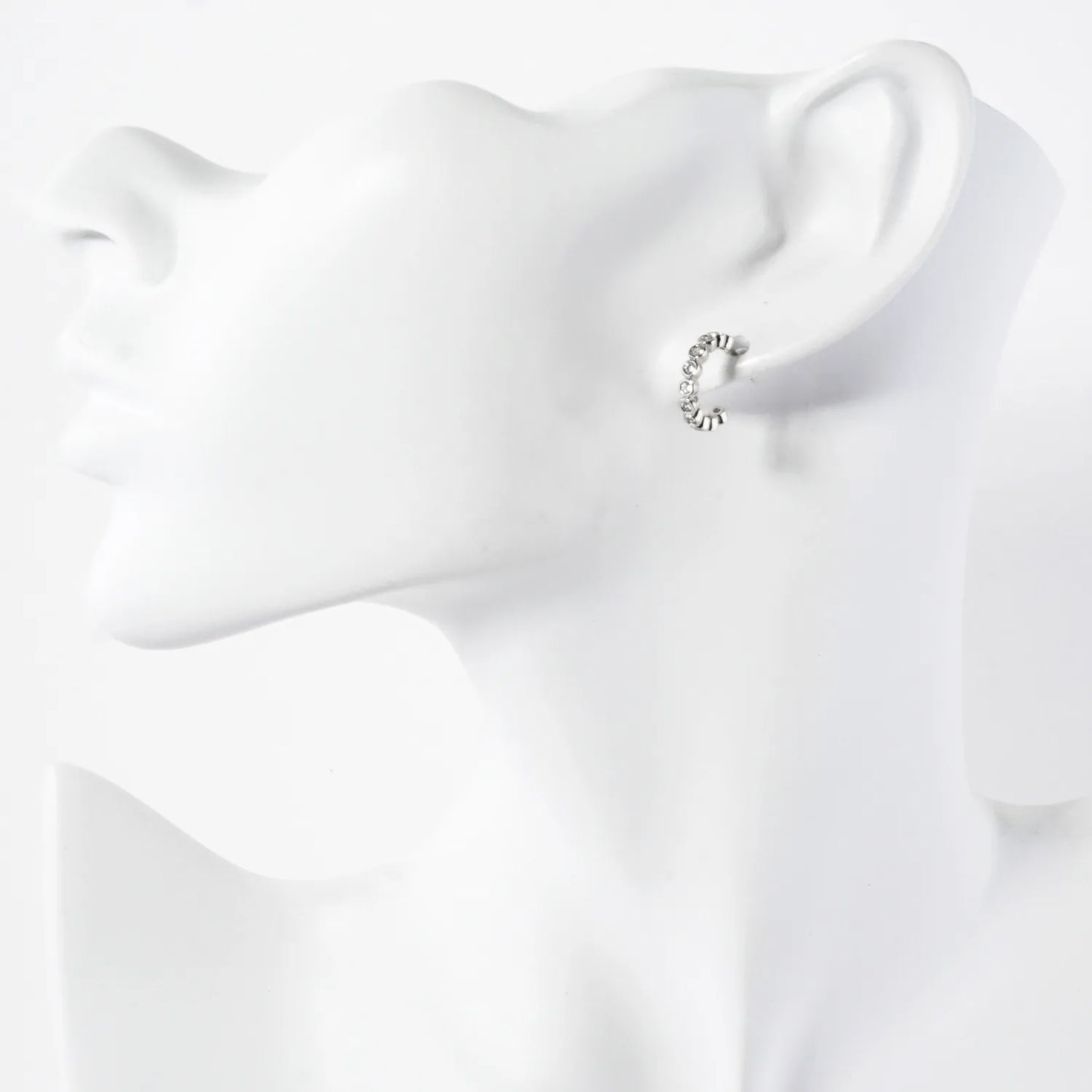 Bezel-Set CZ 10mm 14K-Gold-Dipped Brass Open Huggie Hoop Earrings