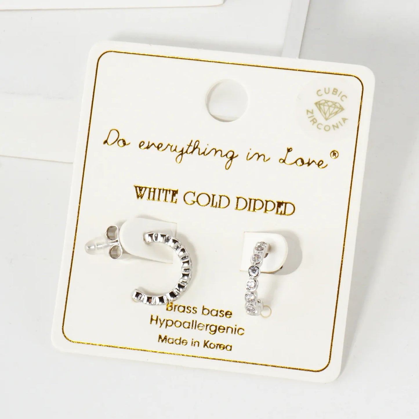Bezel-Set CZ 10mm 14K-Gold-Dipped Brass Open Huggie Hoop Earrings