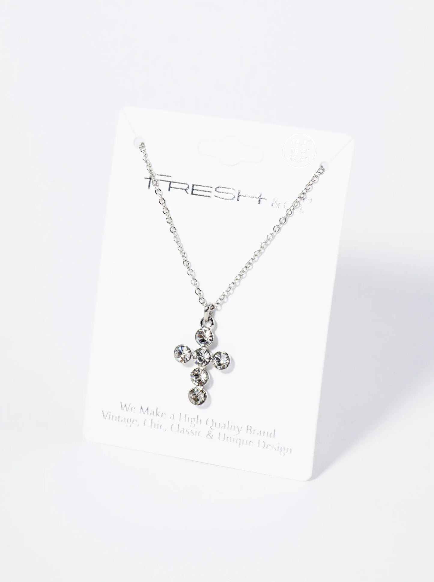 Bezel Set Rhinestone Cross Pendant Necklace