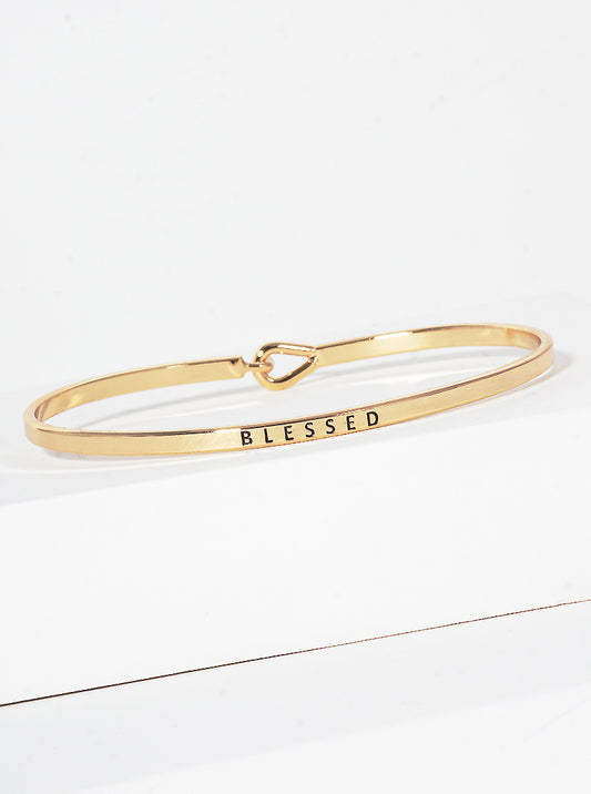 Blessed Engraved Inspirational Bangle Bracelet
