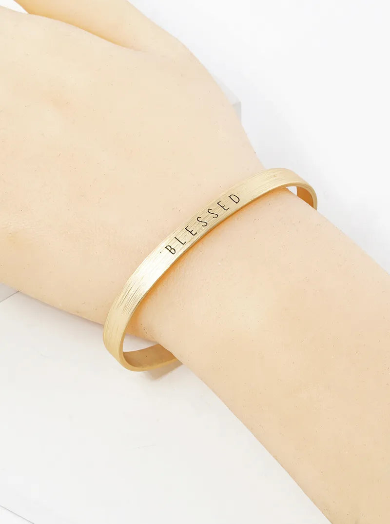 Blessed Engraved Inspirational Cuff Bracelet