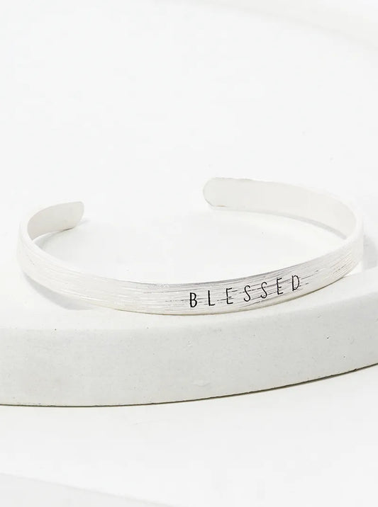 Blessed Engraved Inspirational Cuff Bracelet