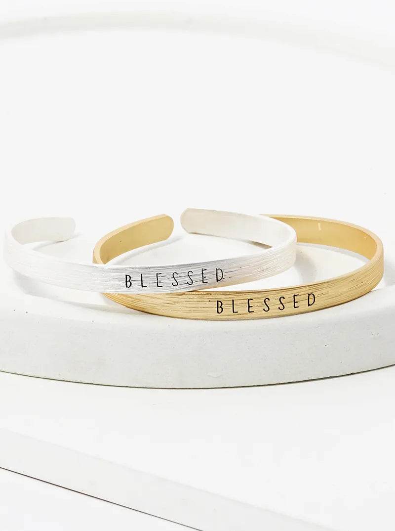 Blessed Engraved Inspirational Cuff Bracelet
