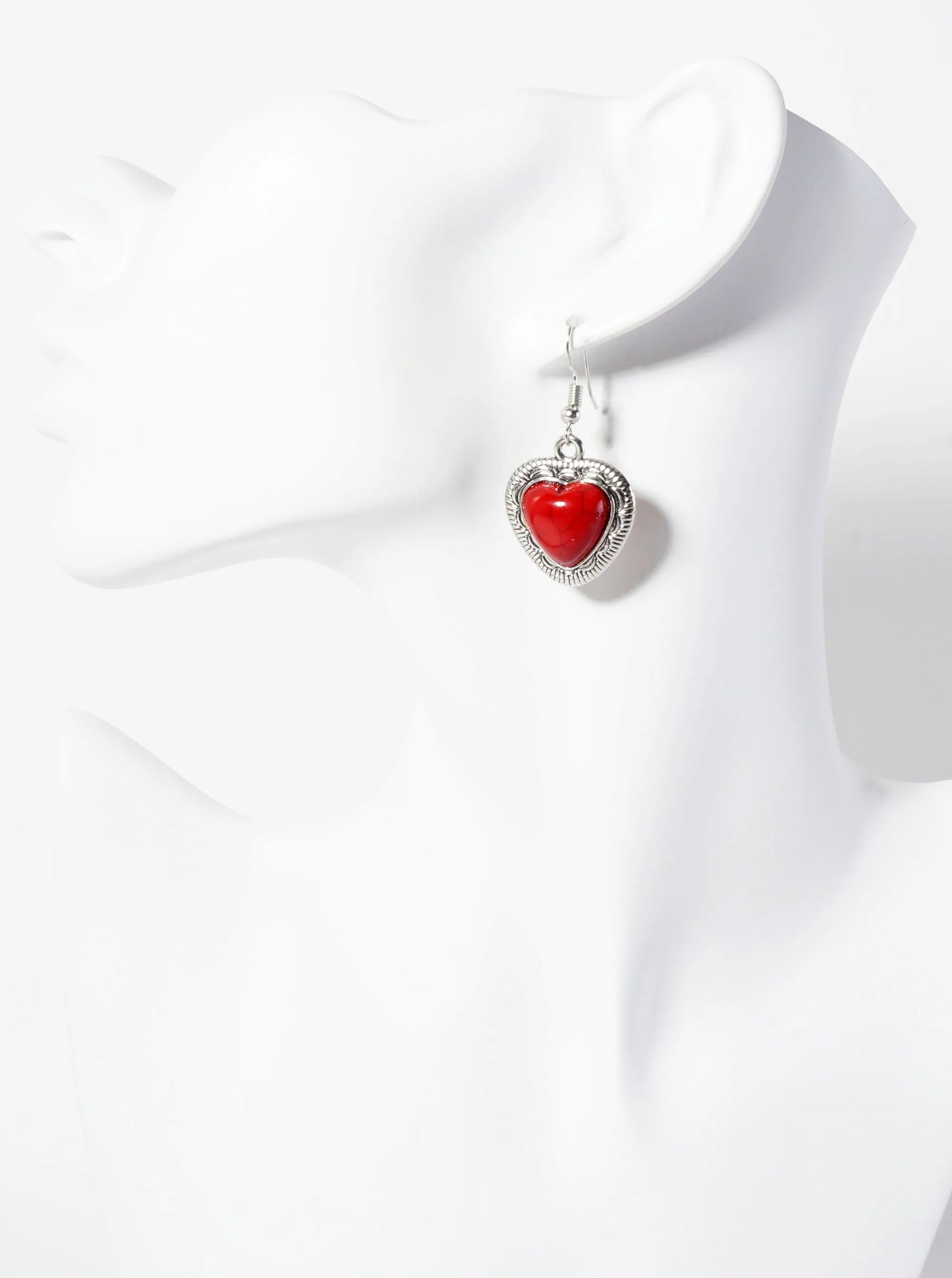 Bohemian Semi-Precious Natural-Stone Heart-Shaped Western Dangle Drop Earrings