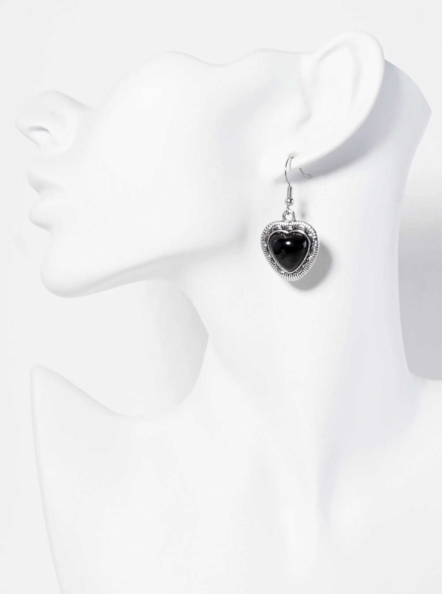 Bohemian Semi-Precious Natural-Stone Heart-Shaped Western Dangle Drop Earrings