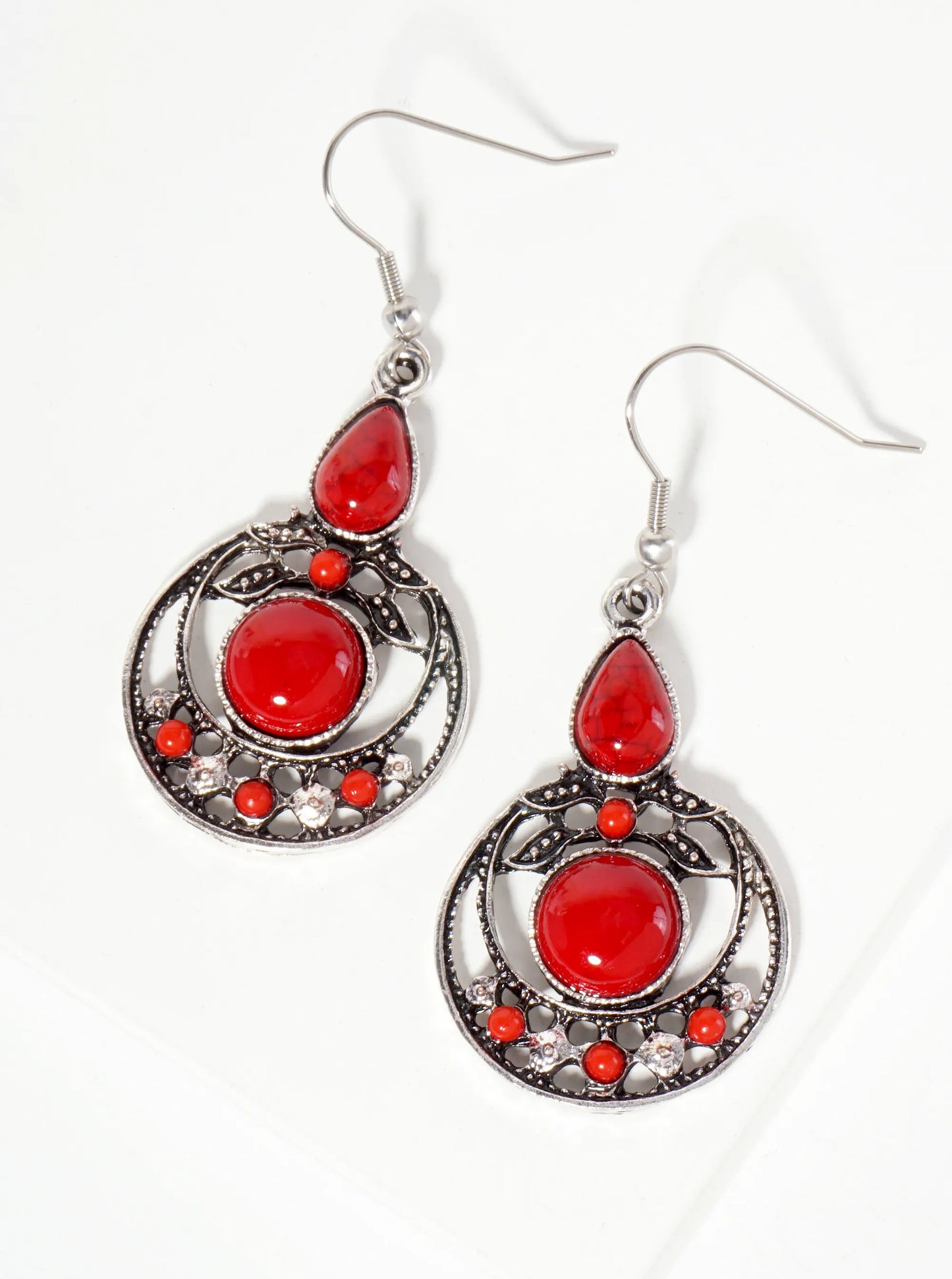 Bohemian Semi-Precious Natural-Stone Western Statement Dangle Drop Earrings