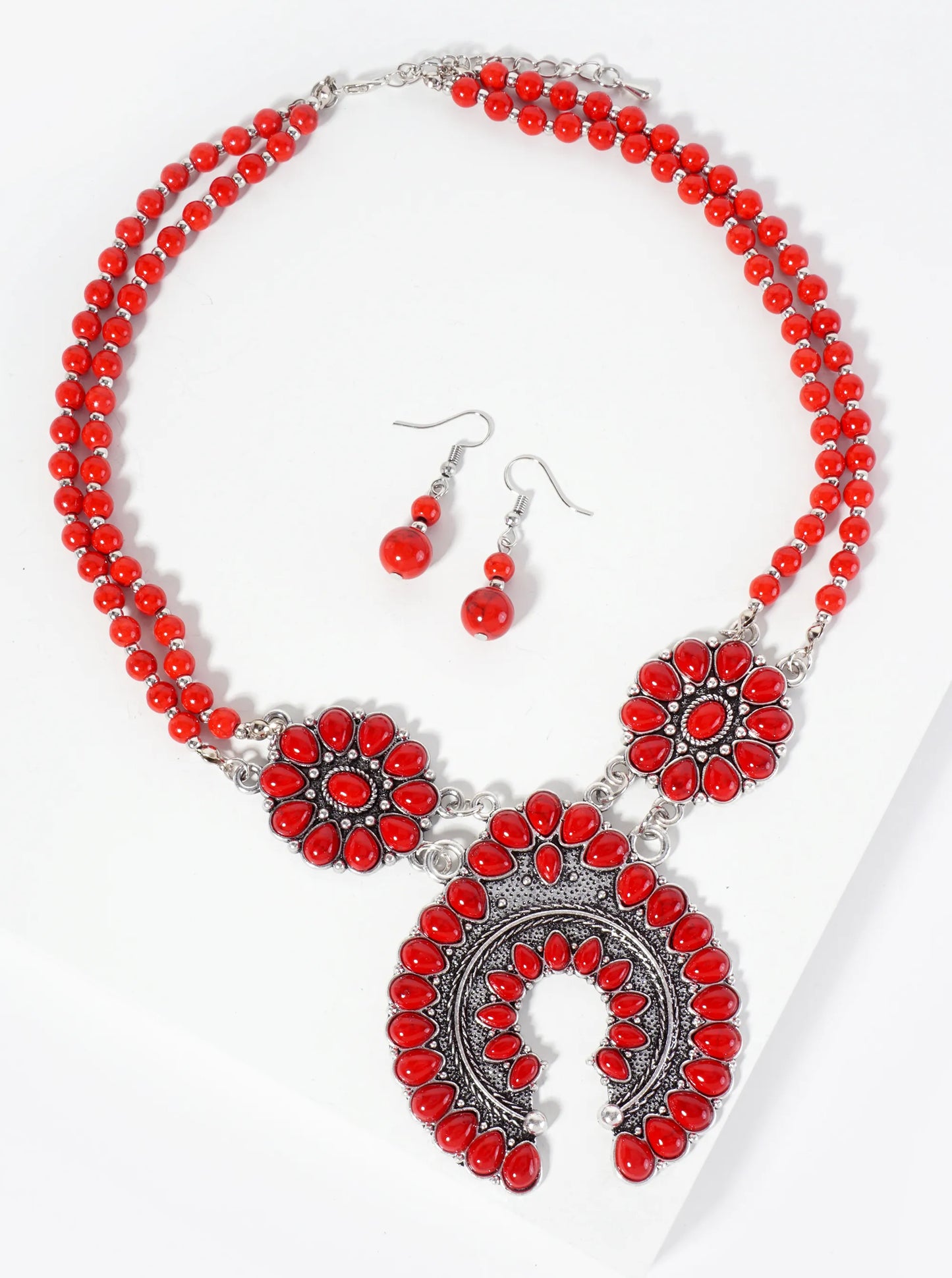 Bohemian Western Statement Bib Necklace Set-with-Earrings