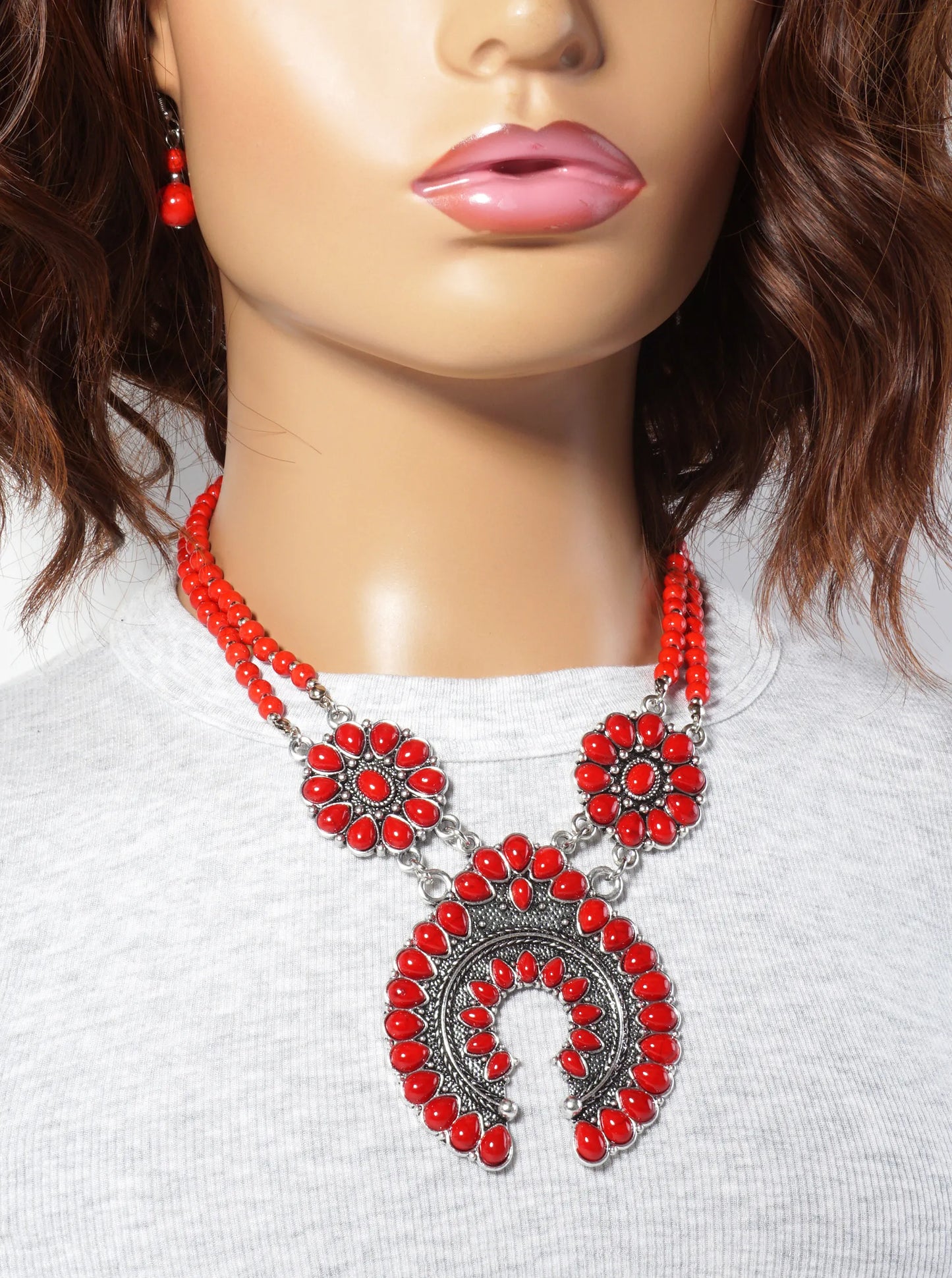 Bohemian Western Statement Bib Necklace Set-with-Earrings
