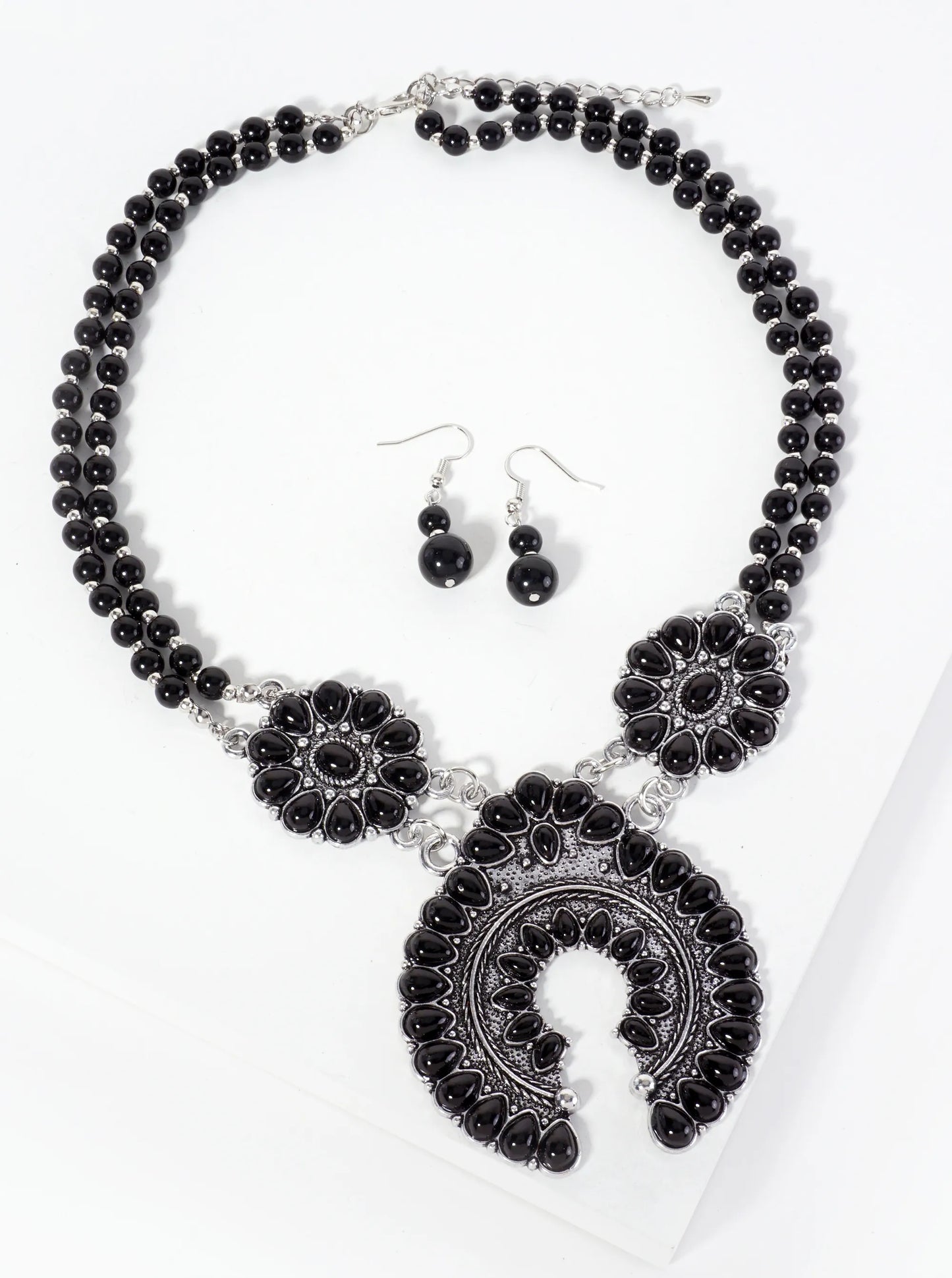Bohemian Western Statement Bib Necklace Set-with-Earrings