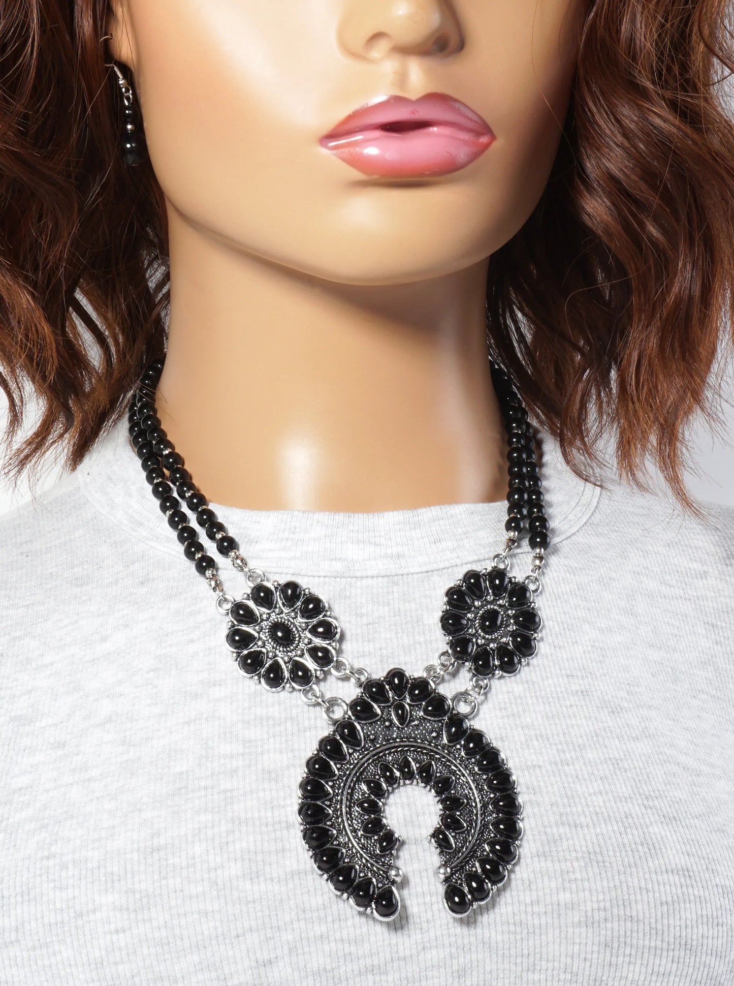 Bohemian Western Statement Bib Necklace Set-with-Earrings