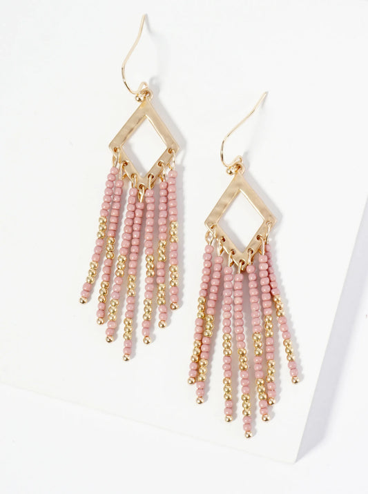 Boho Chic Seed Bead Fringe Earrings