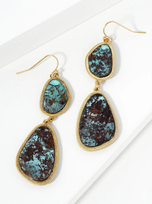 Boho Organic-Shape Drop Patina Earrings