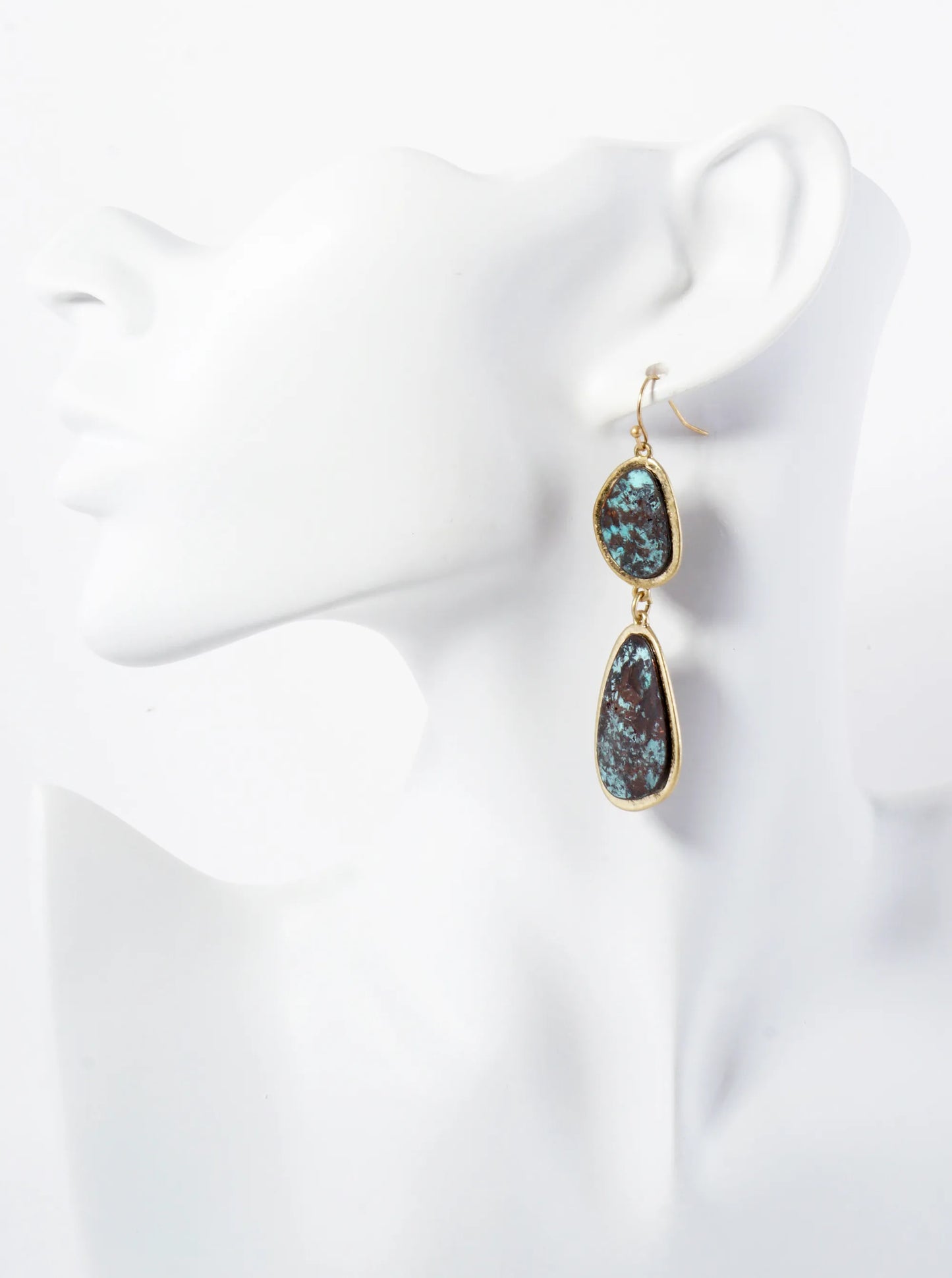 Boho Organic-Shape Drop Patina Earrings