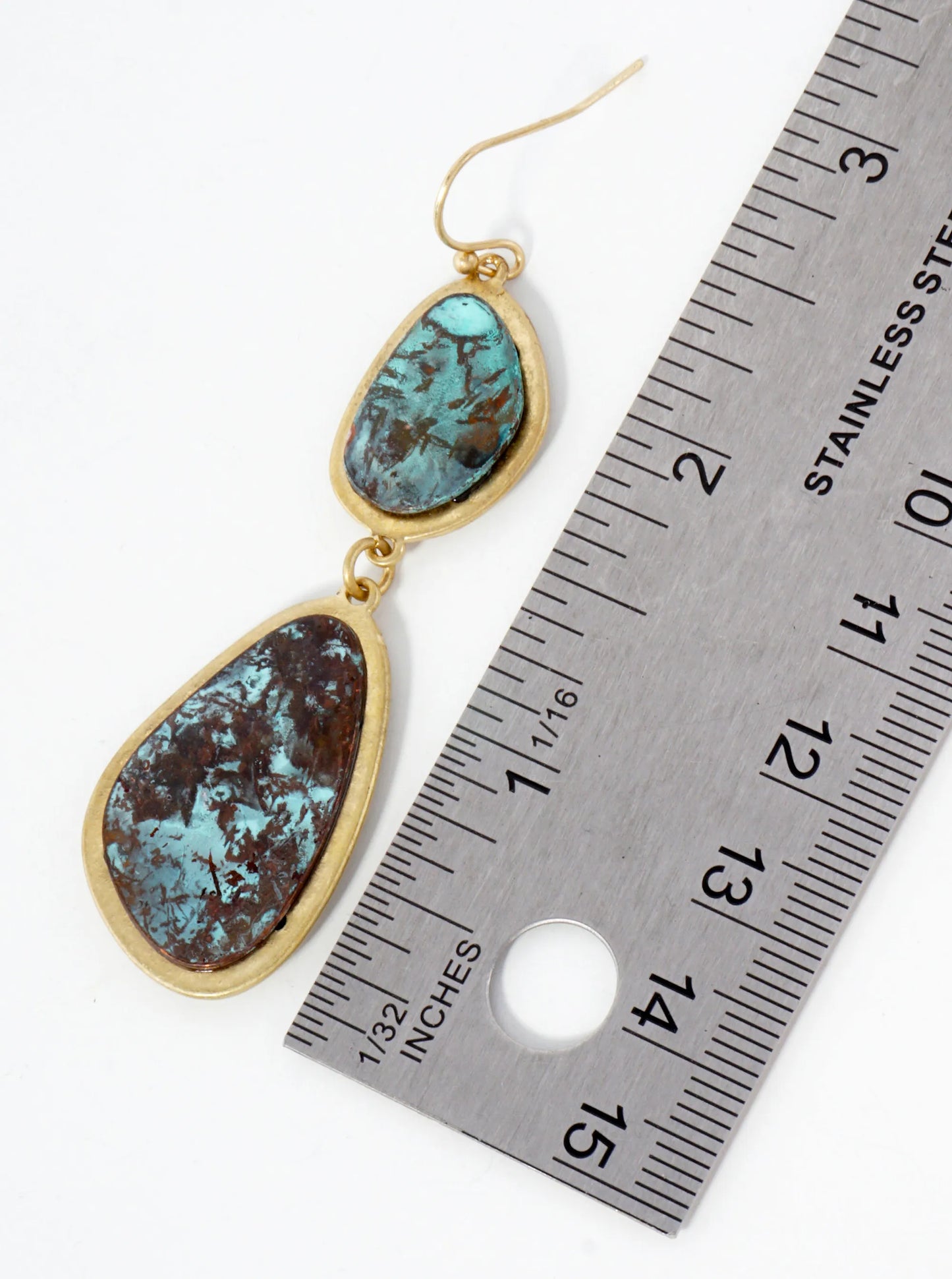 Boho Organic-Shape Drop Patina Earrings