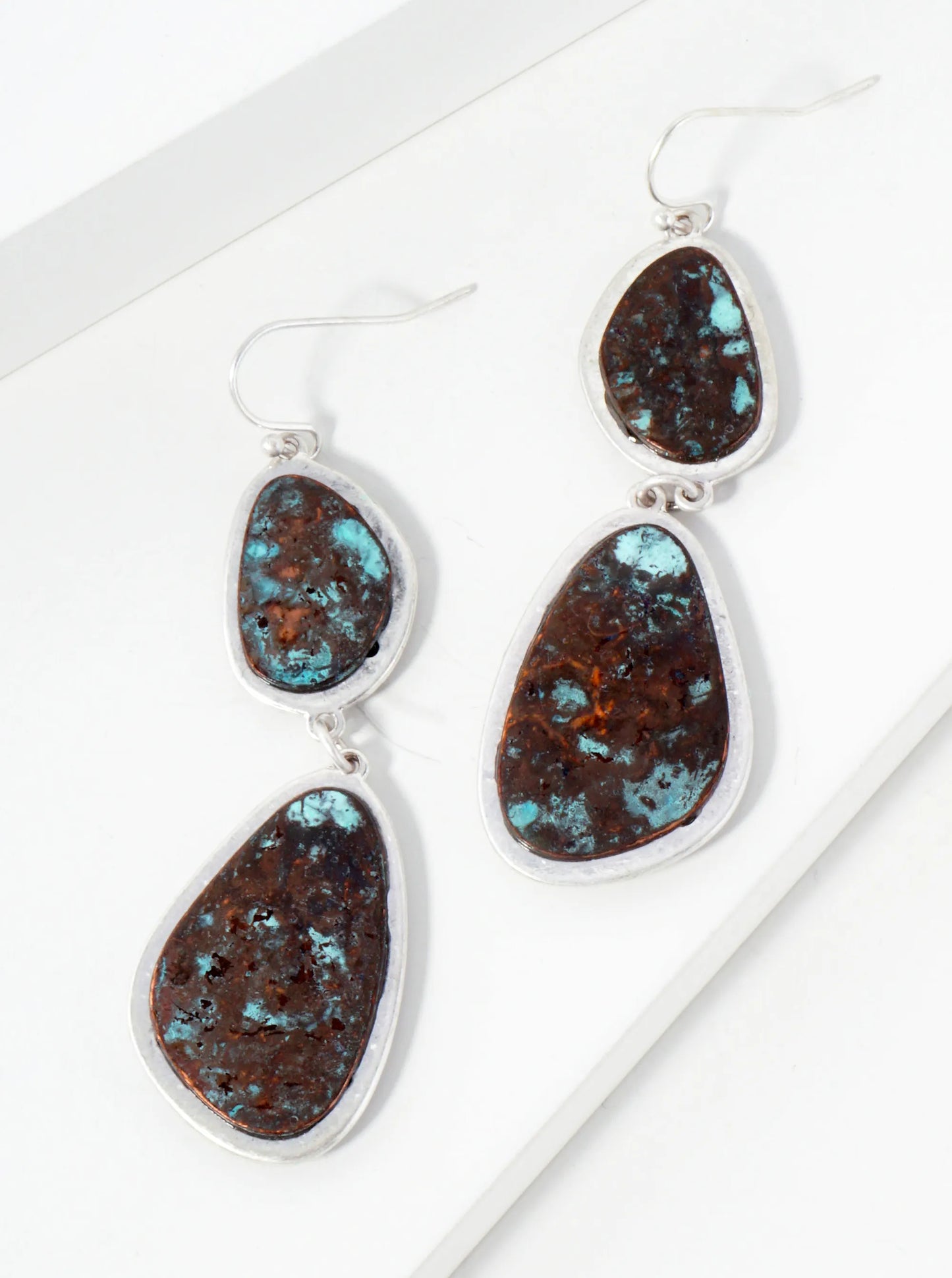 Boho Organic-Shape Drop Patina Earrings