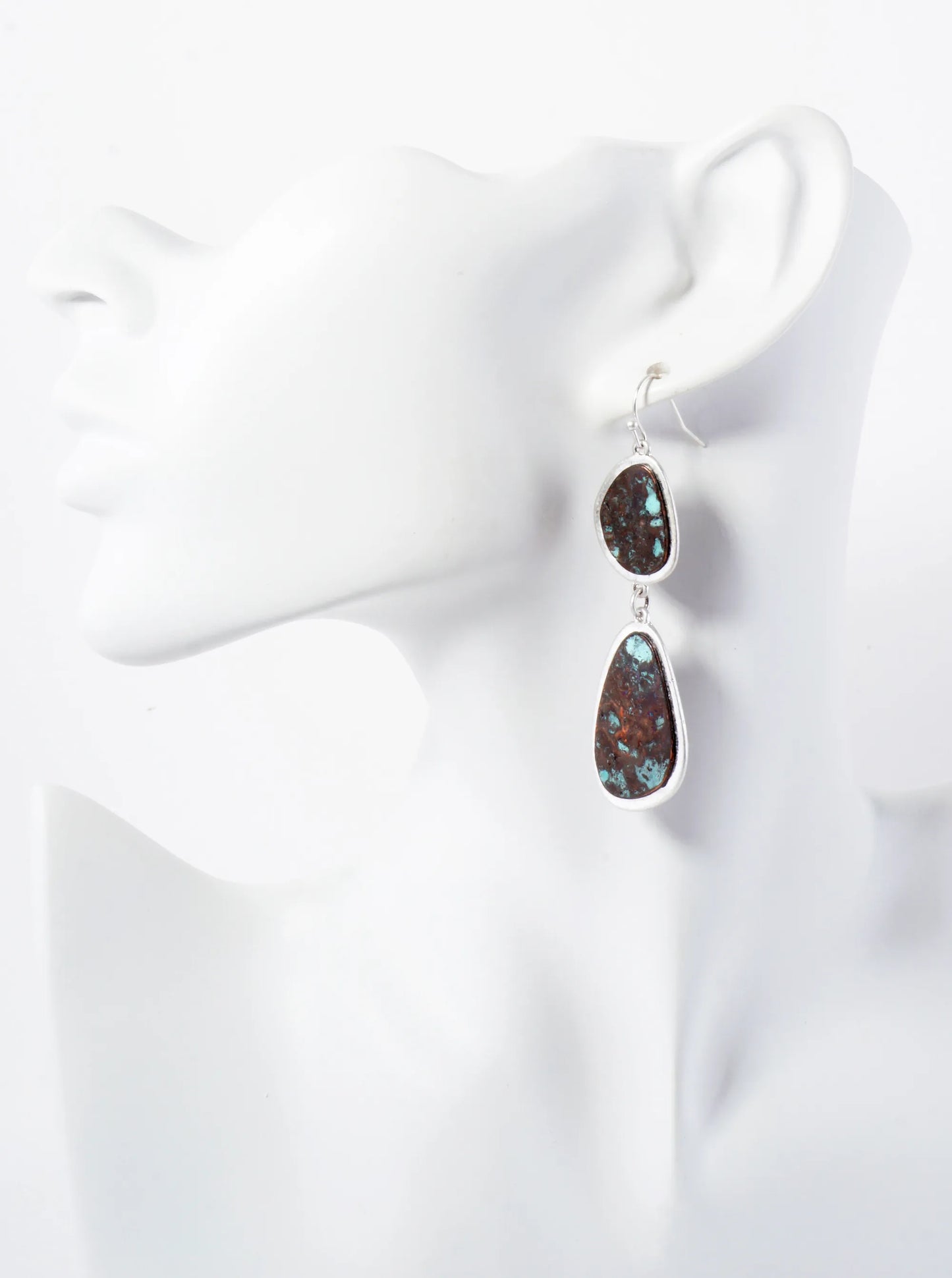 Boho Organic-Shape Drop Patina Earrings