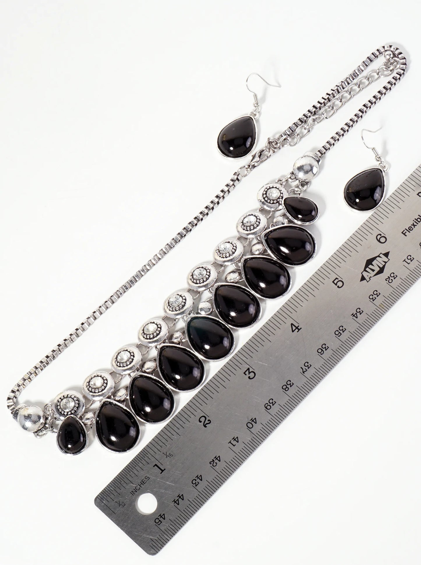 Boho Teardrop-Shaped Semi-Precious Natural-Stone With Rhinestone Statement Necklace