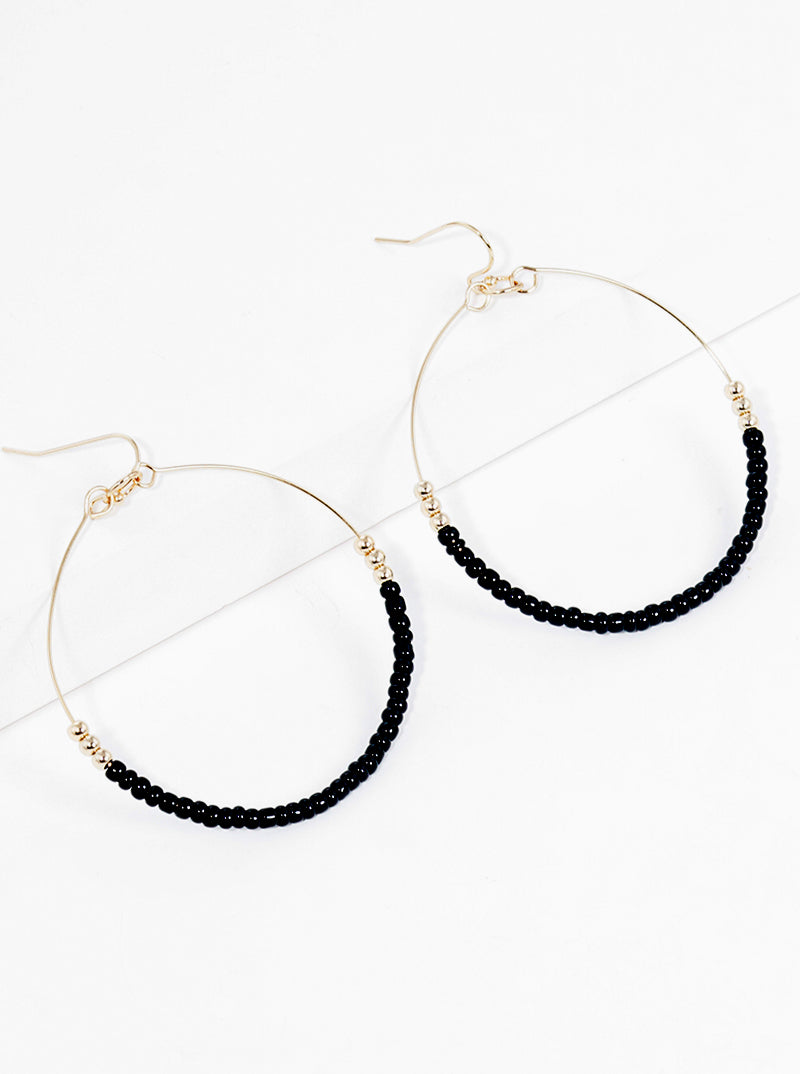 Boho Beaded Round Wire Dangle Drop Earrings