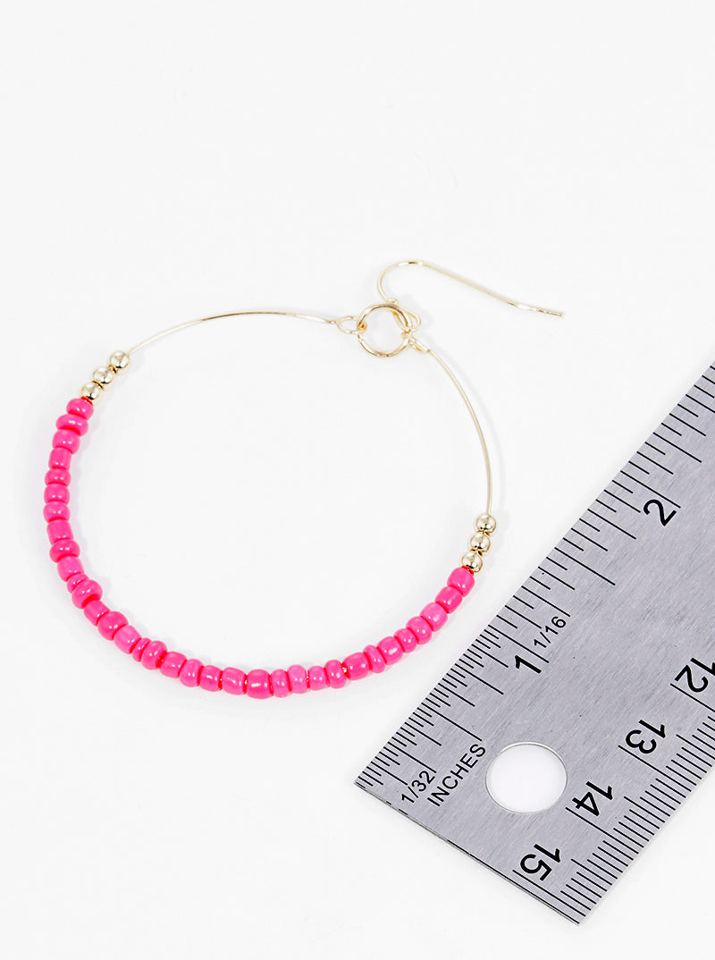 Boho Beaded Round Wire Dangle Drop Earrings