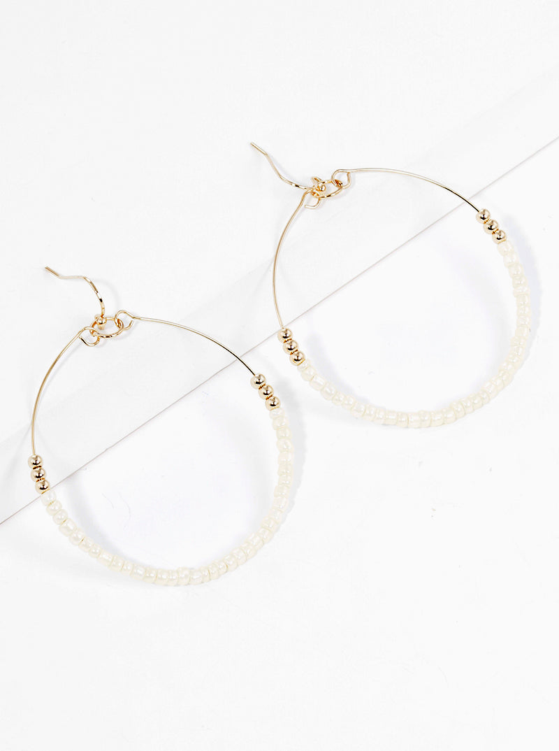 Boho Beaded Round Wire Dangle Drop Earrings