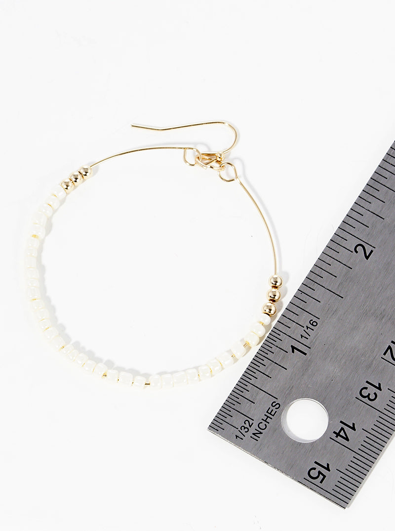 Boho Beaded Round Wire Dangle Drop Earrings