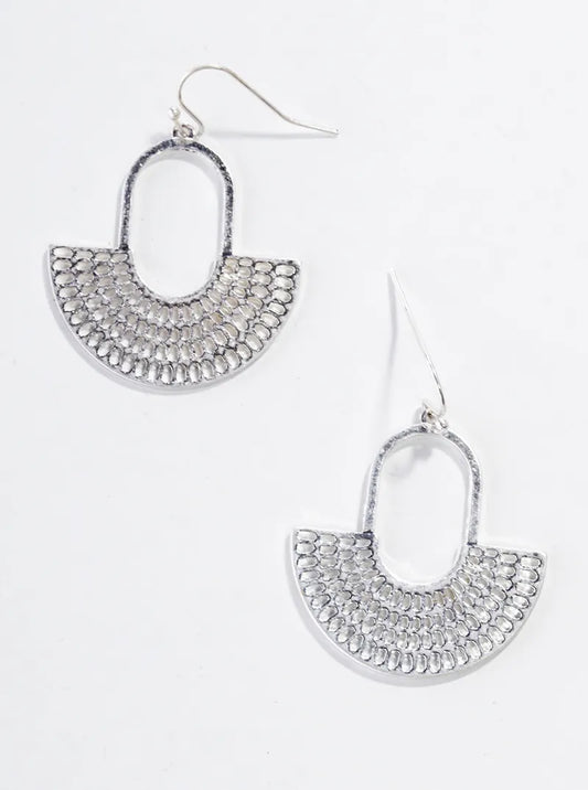 Boho Patterned Metal Dangle Drop Earrings