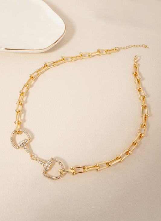 Bold Equestrian Horsebit Chain Necklace