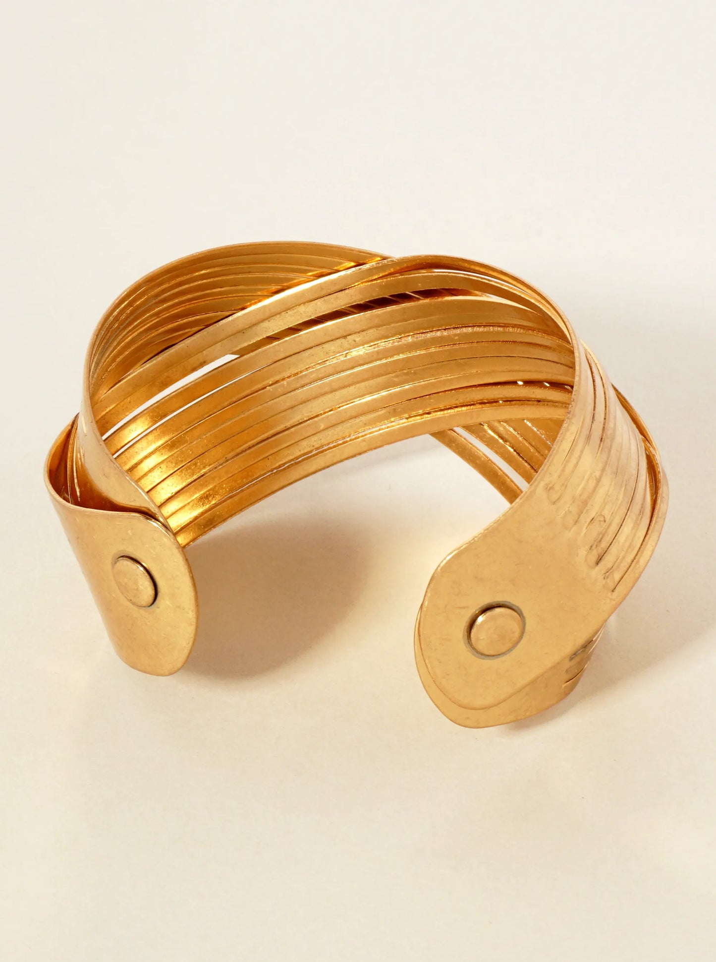 Bold Multi-Strand Metal Crossover Open Cuff Bracelet