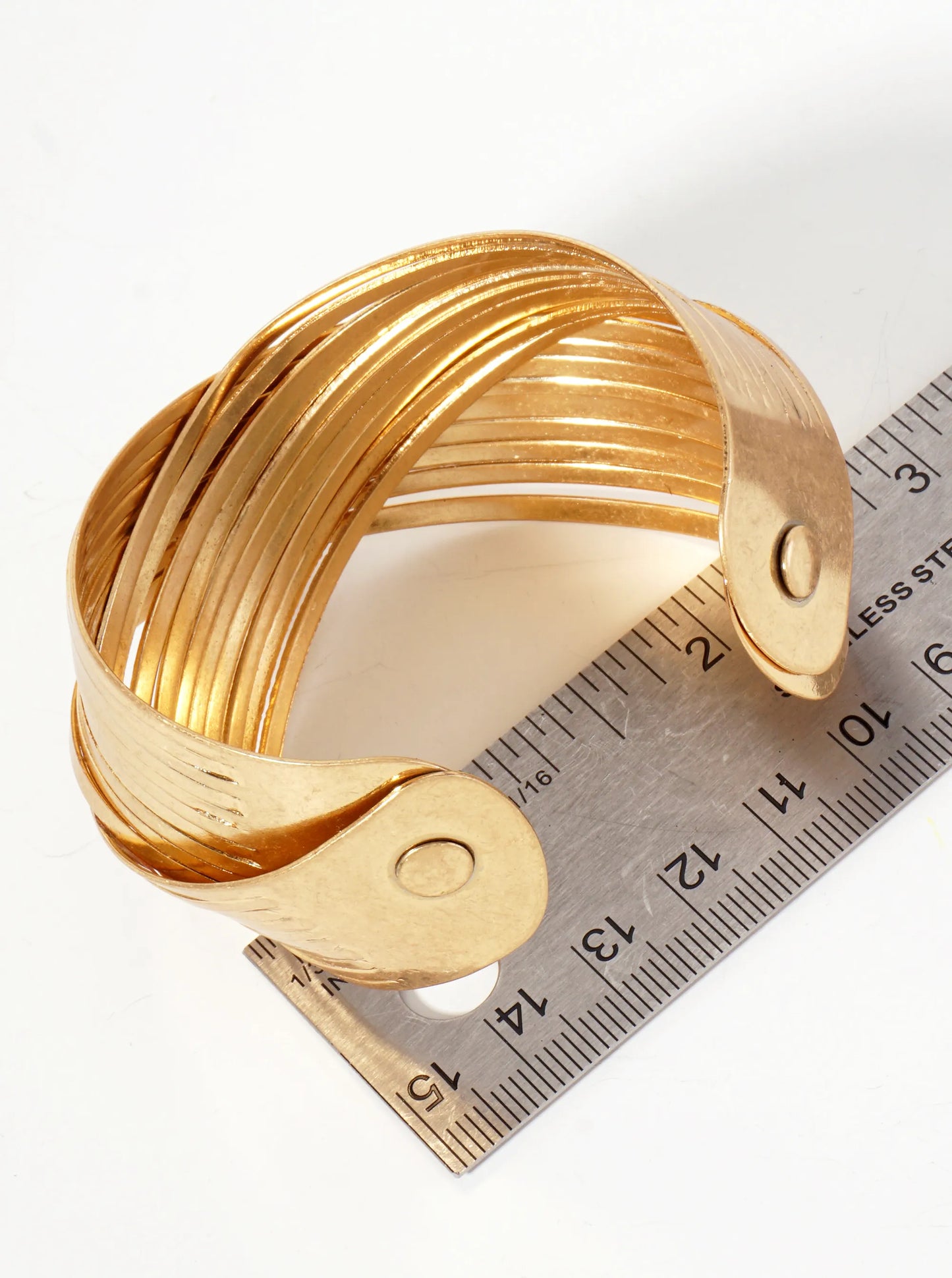 Bold Multi-Strand Metal Crossover Open Cuff Bracelet