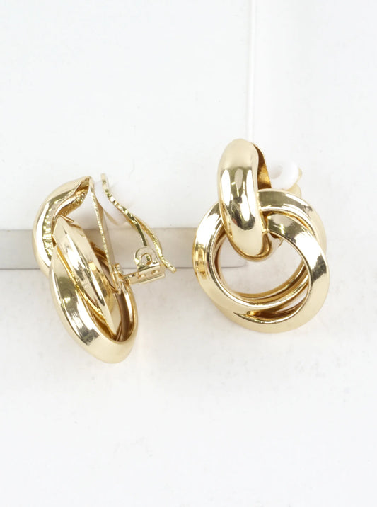 Bold Twisted Knot Clip-On Door Knocker Earrings