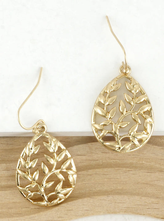 Botanical Openwork Teardrop Drop Earrings