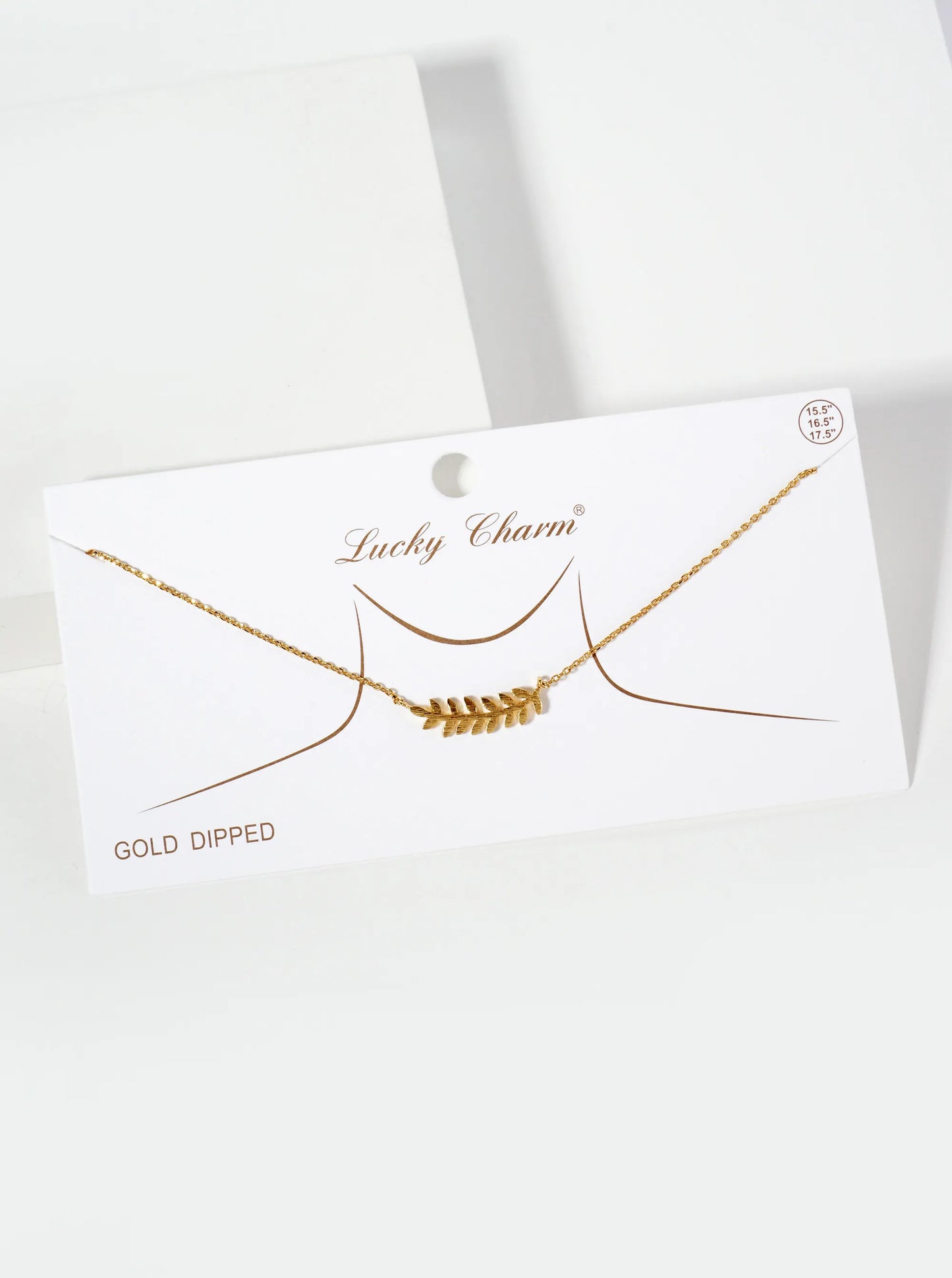 Botanical-Theme 18K-Gold-Dipped Brushed-Texture Curved Leaf Pendant Necklace
