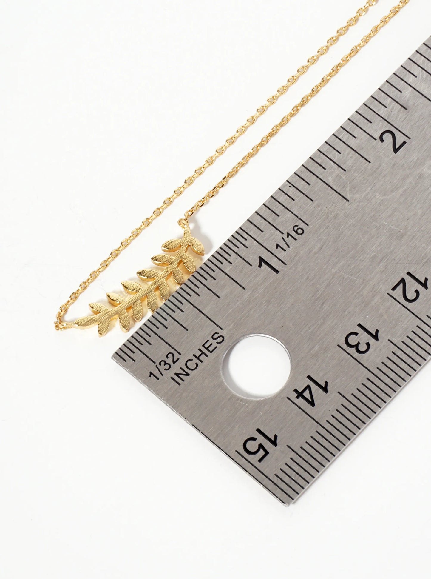 Botanical-Theme 18K-Gold-Dipped Brushed-Texture Curved Leaf Pendant Necklace