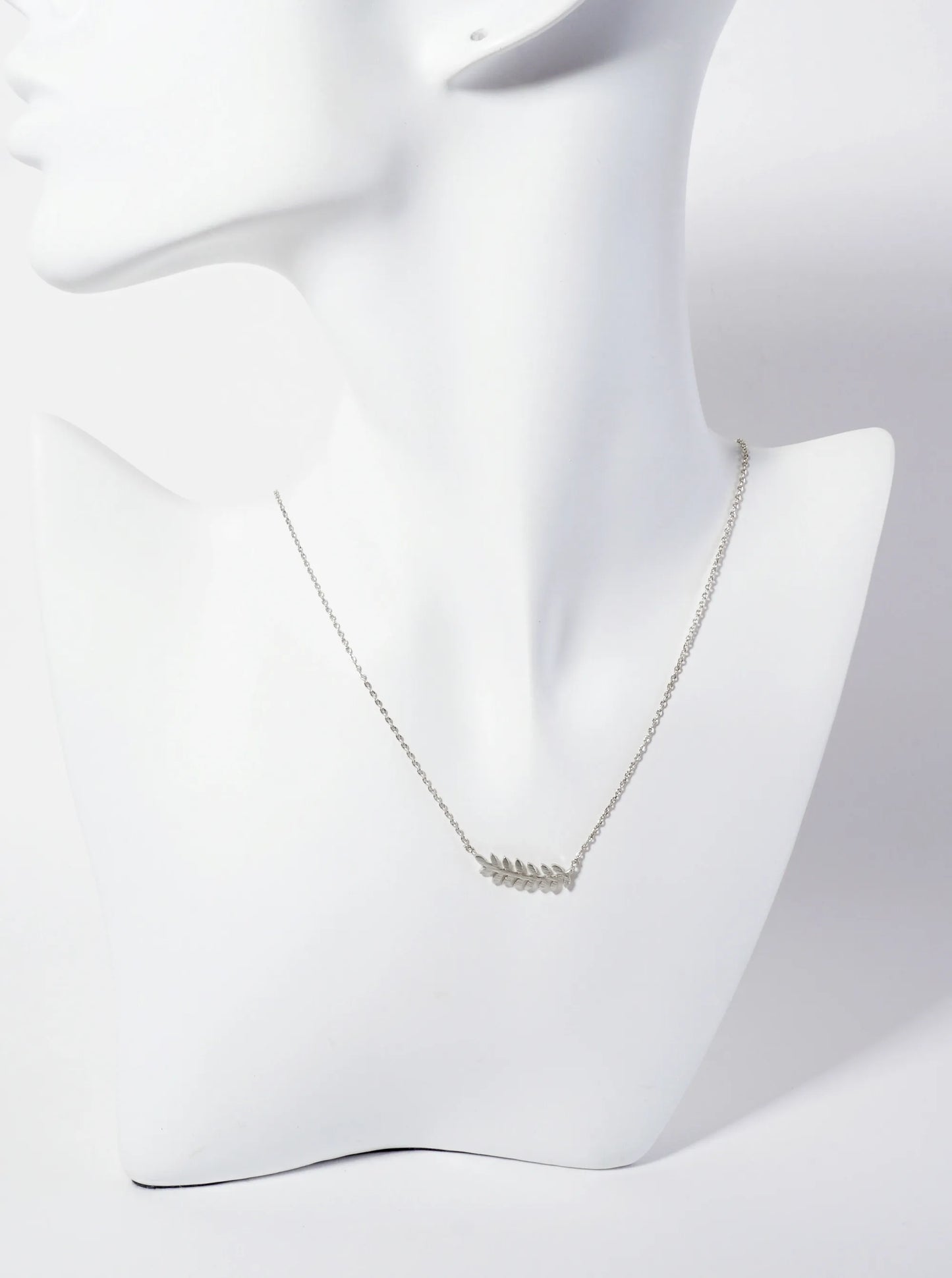 Botanical-Theme 18K-Gold-Dipped Brushed-Texture Curved Leaf Pendant Necklace