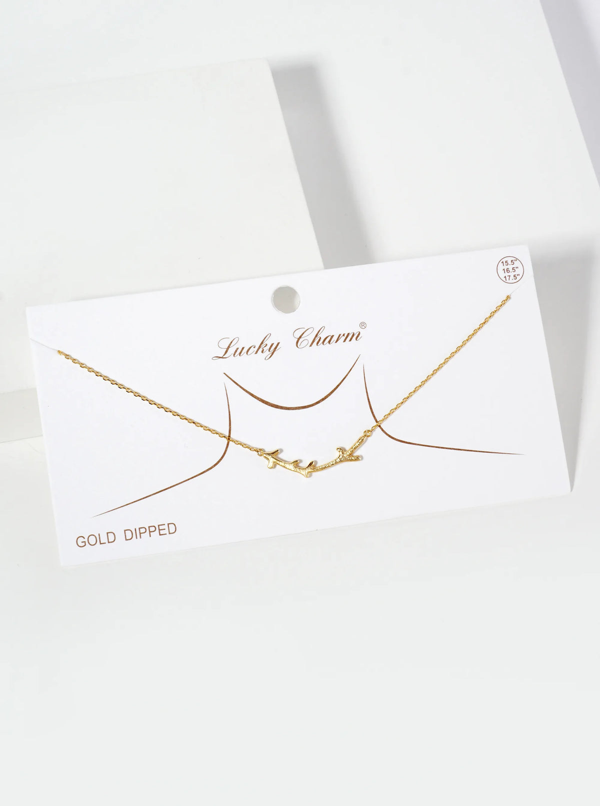 Botanical-Theme 18K-Gold-Dipped Brushed-Texture Curved Twig Pendant Necklace