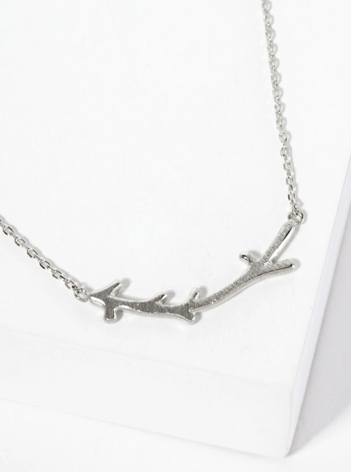 Botanical-Theme 18K-Gold-Dipped Brushed-Texture Curved Twig Pendant Necklace