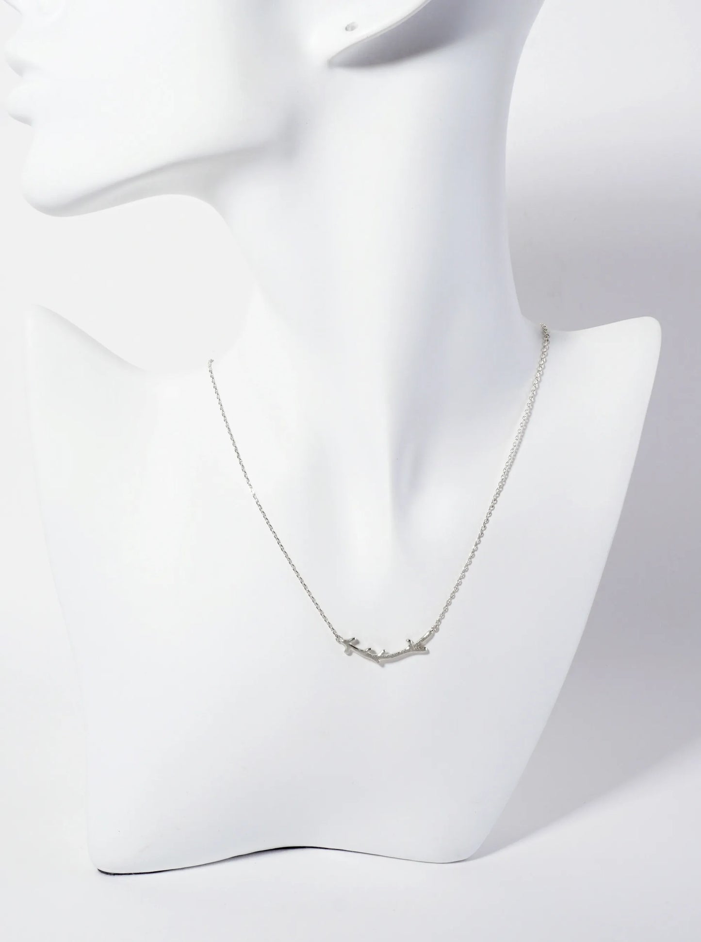 Botanical-Theme 18K-Gold-Dipped Brushed-Texture Curved Twig Pendant Necklace