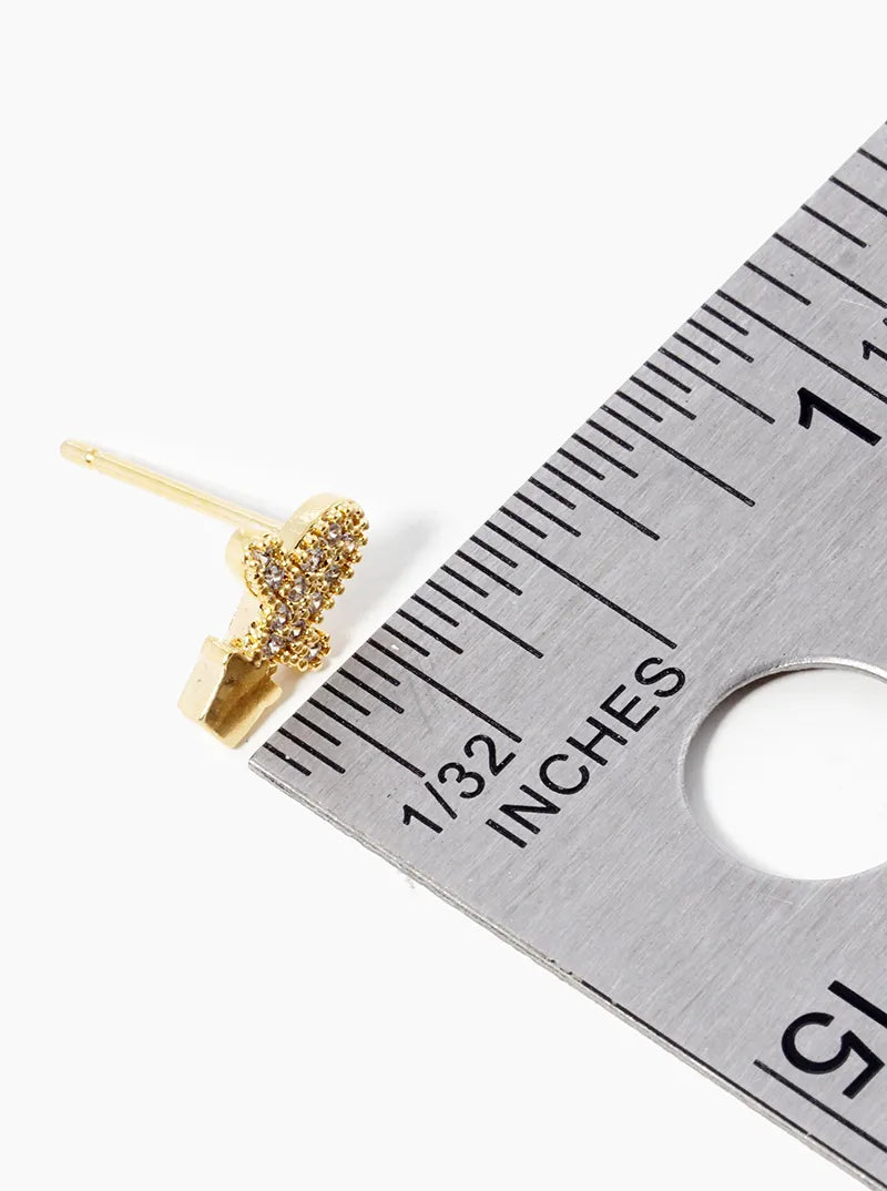 Botanical-Theme 18K-Gold-Dipped CZ Pave Cactus Post Stud Earrings
