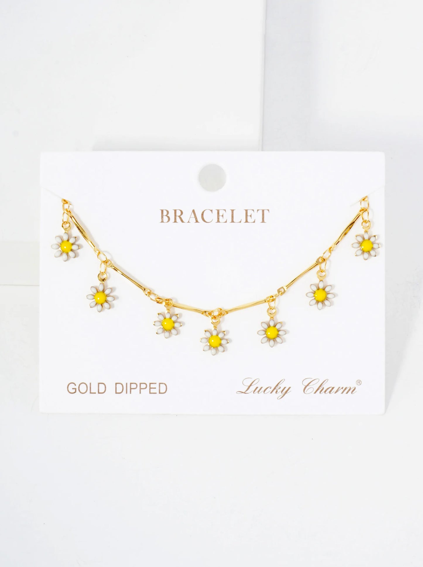 Botanical-Theme 18K-Gold-Dipped Chain Bracelet With Enamel Flower Charms