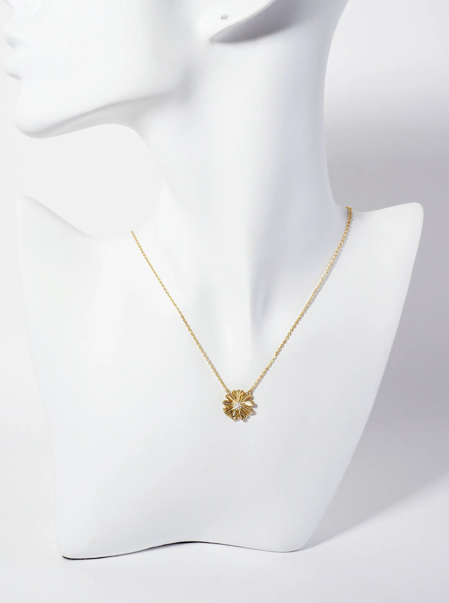 Botanical-Theme 18K-Gold-Dipped Dual-Tone Flower Pendant Necklace