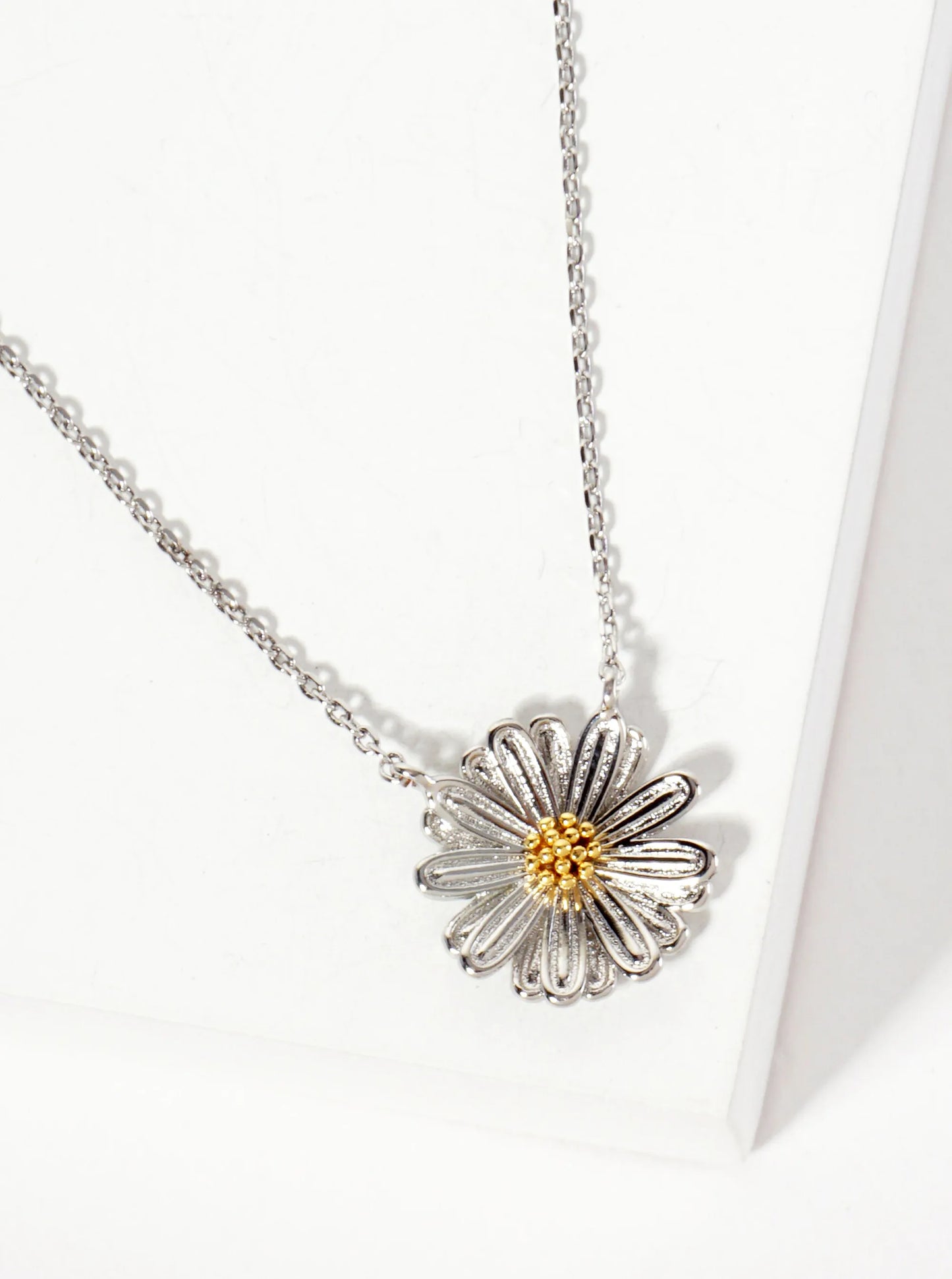 Botanical-Theme 18K-Gold-Dipped Dual-Tone Flower Pendant Necklace