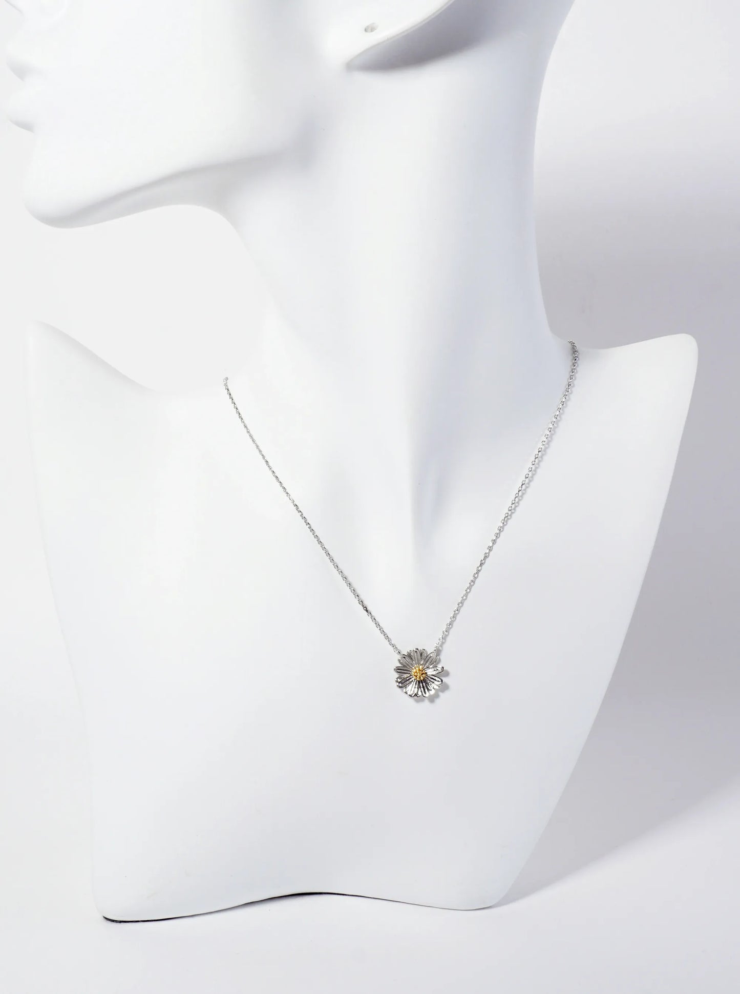 Botanical-Theme 18K-Gold-Dipped Dual-Tone Flower Pendant Necklace