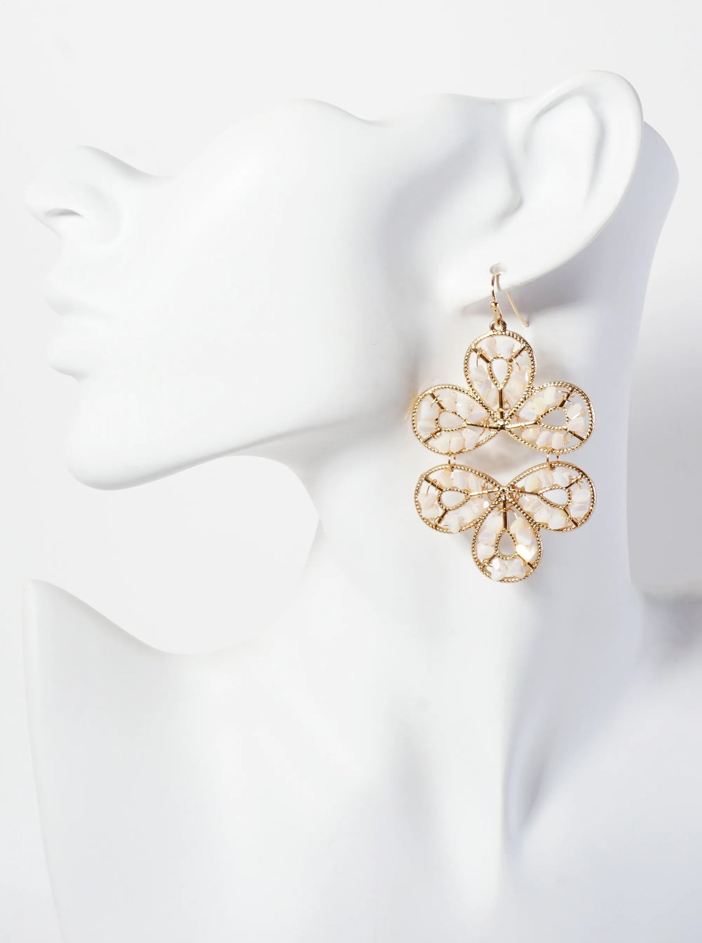 Botanical-Theme Faceted-Glass-Beads Wire-Wrapped Statement Earrings