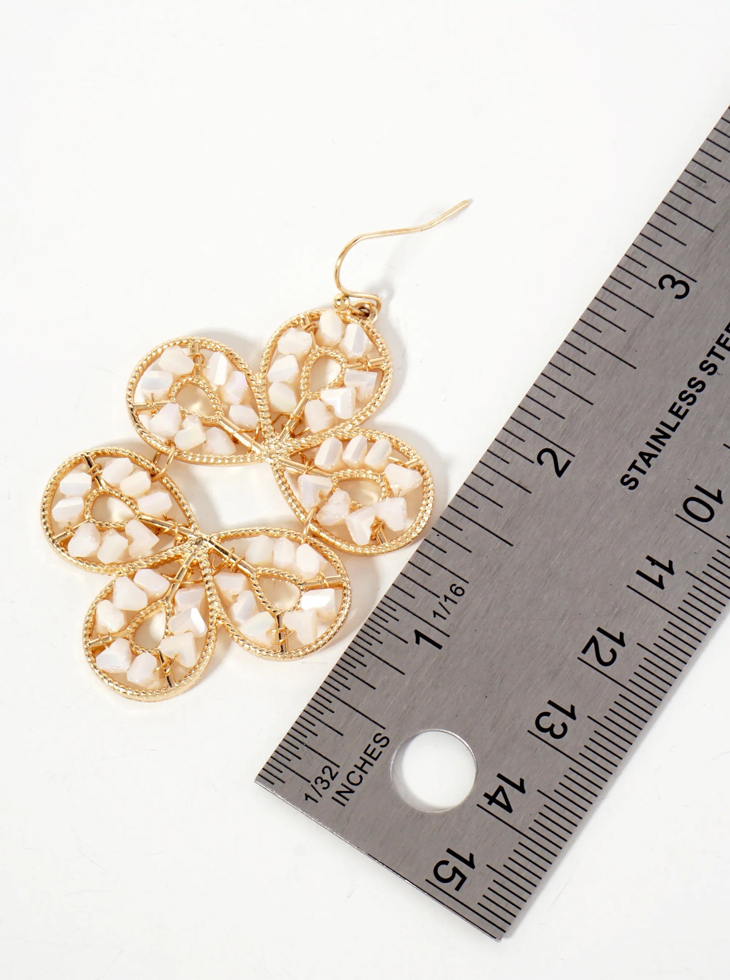 Botanical-Theme Faceted-Glass-Beads Wire-Wrapped Statement Earrings