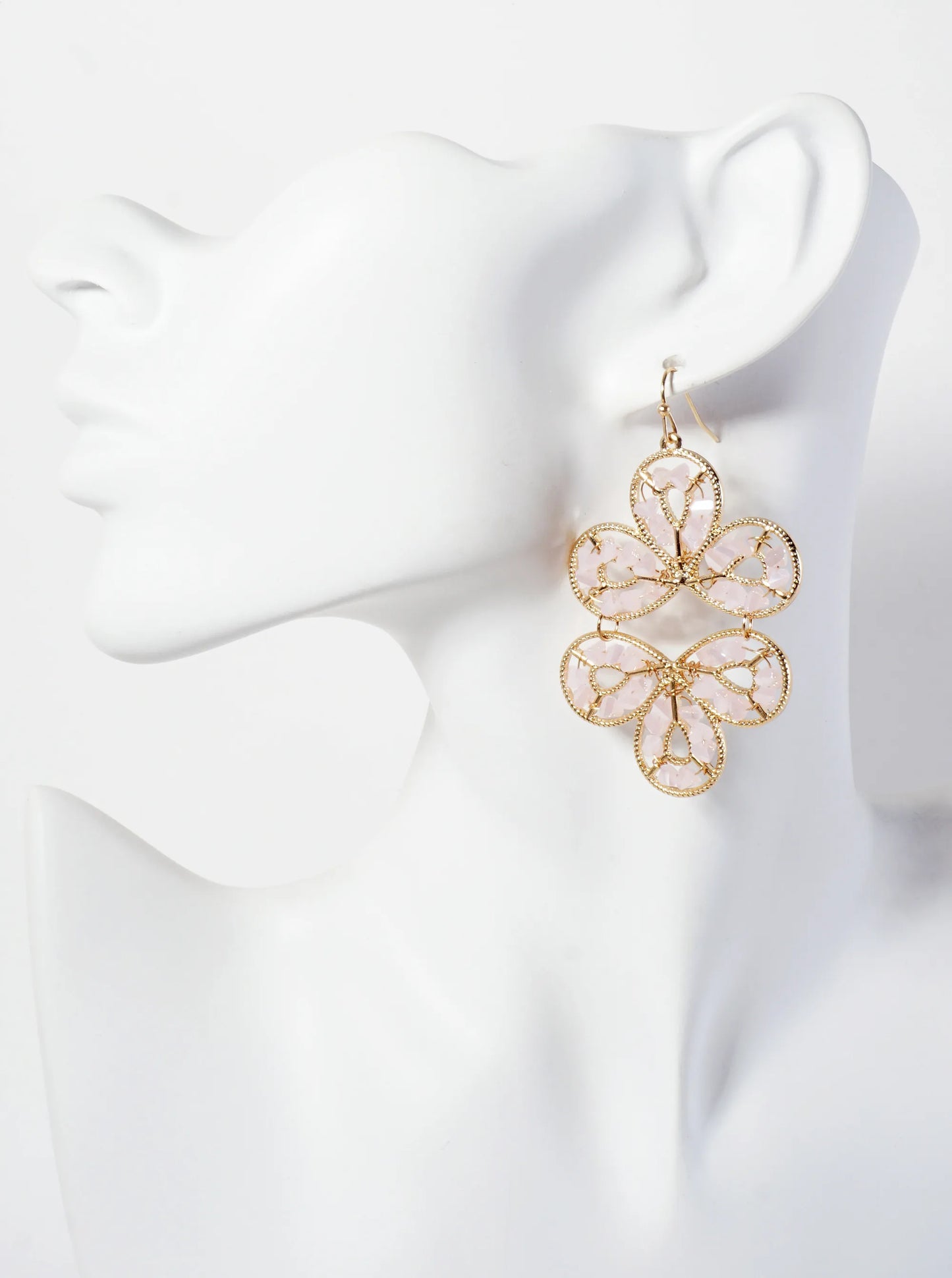 Botanical-Theme Faceted-Glass-Beads Wire-Wrapped Statement Earrings