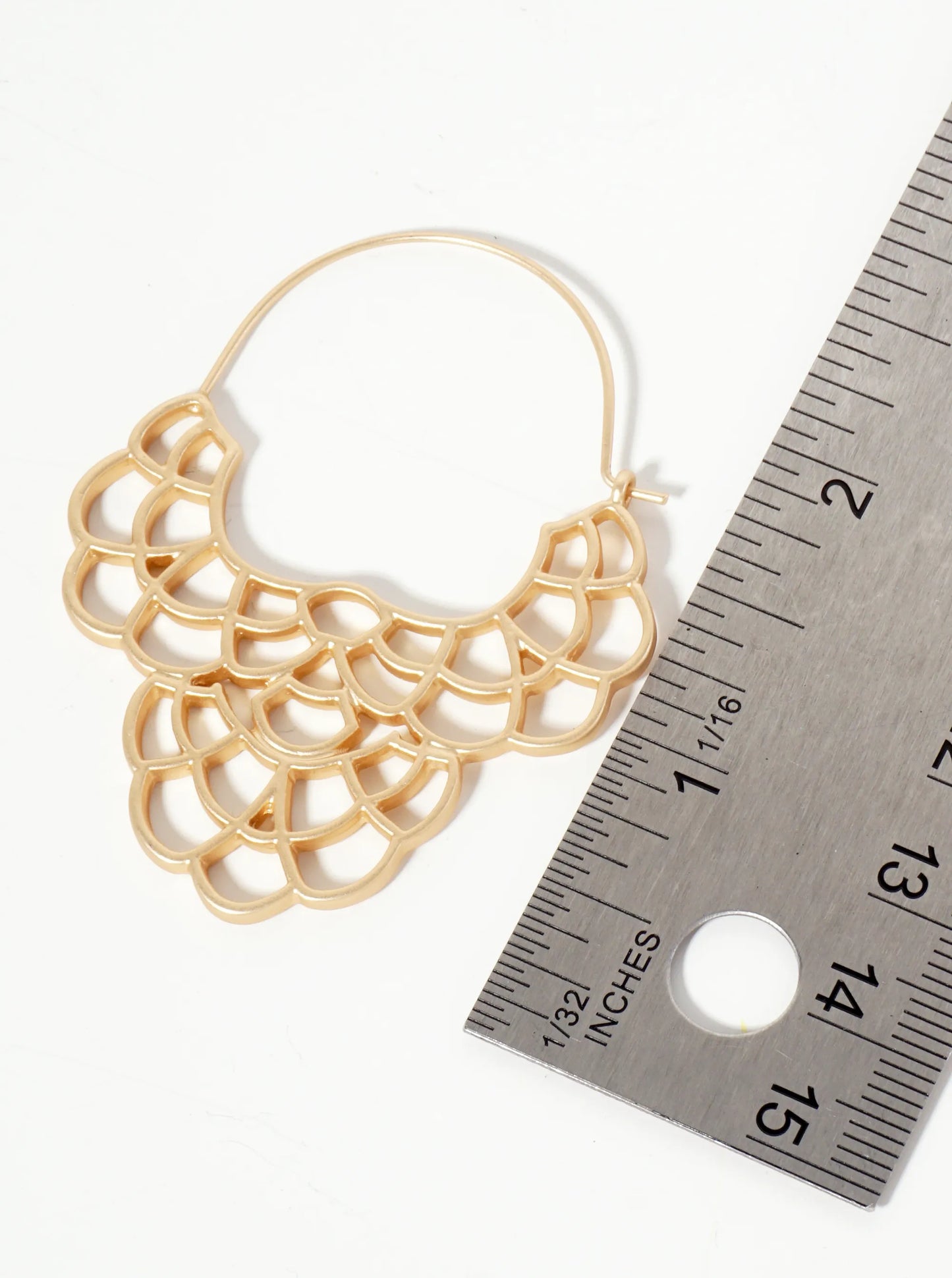 Botanical-Theme Floral Filigree 30mm Wire Hoop Earrings